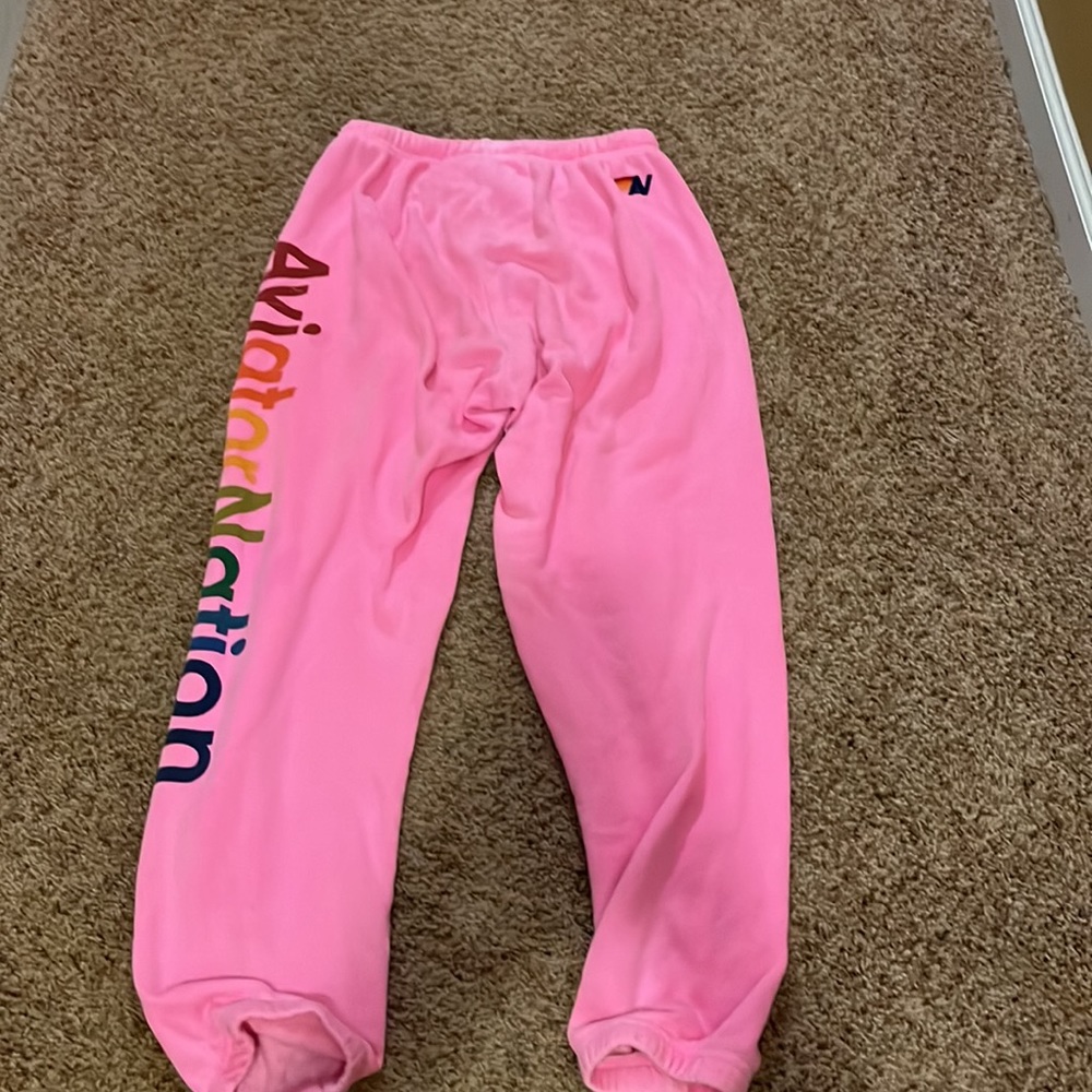 Womens Aviator Nation Sweatpants Neon pink Size Medium - Picture 2 of 8